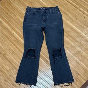 Avec Les Filles Black Straight Leg Cropped Jeans